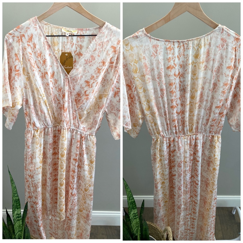 NWT! Andree Snake Print High Low Dress L